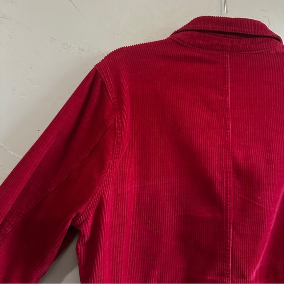 Vintage Christopher & Banks Red Wide-Wale Corduroy Jacket Cottagecore Chore Coat - Picture 9 of 12